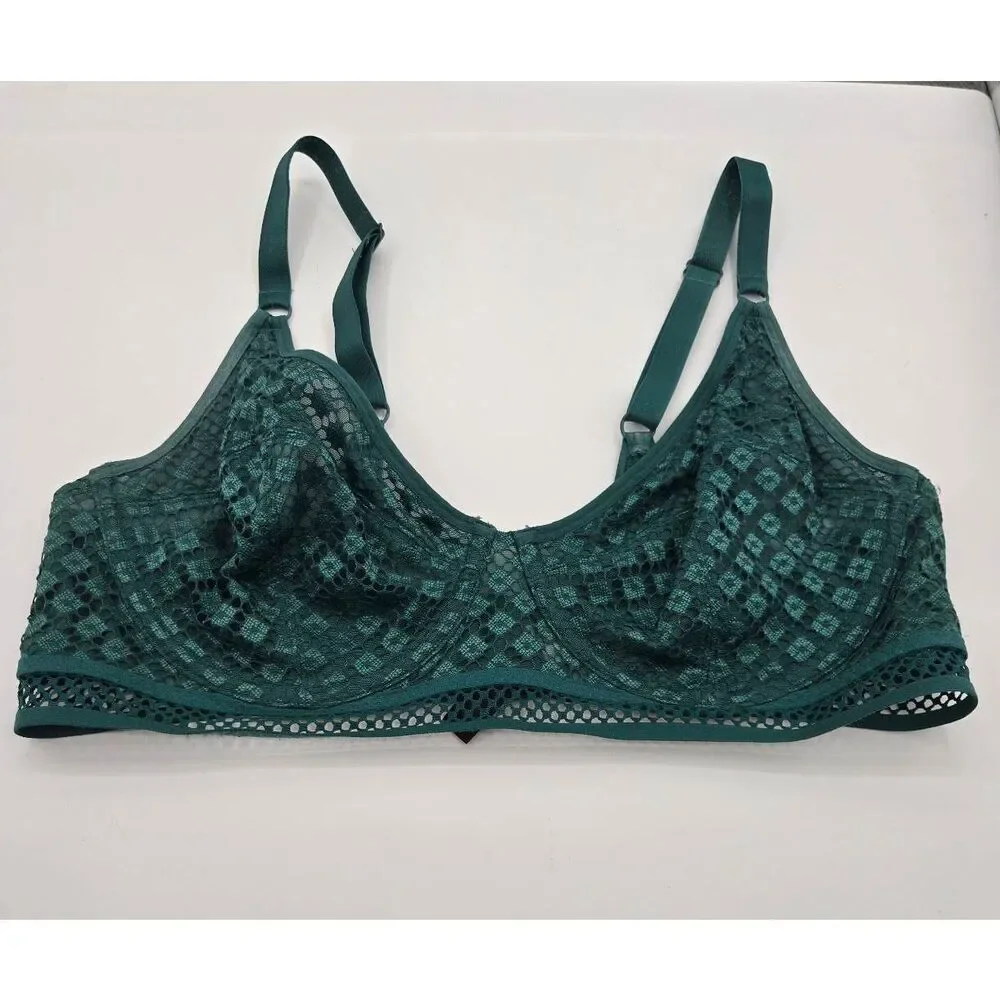 Adore Me Tatum Green Bra Size 38DD Unlined Full
